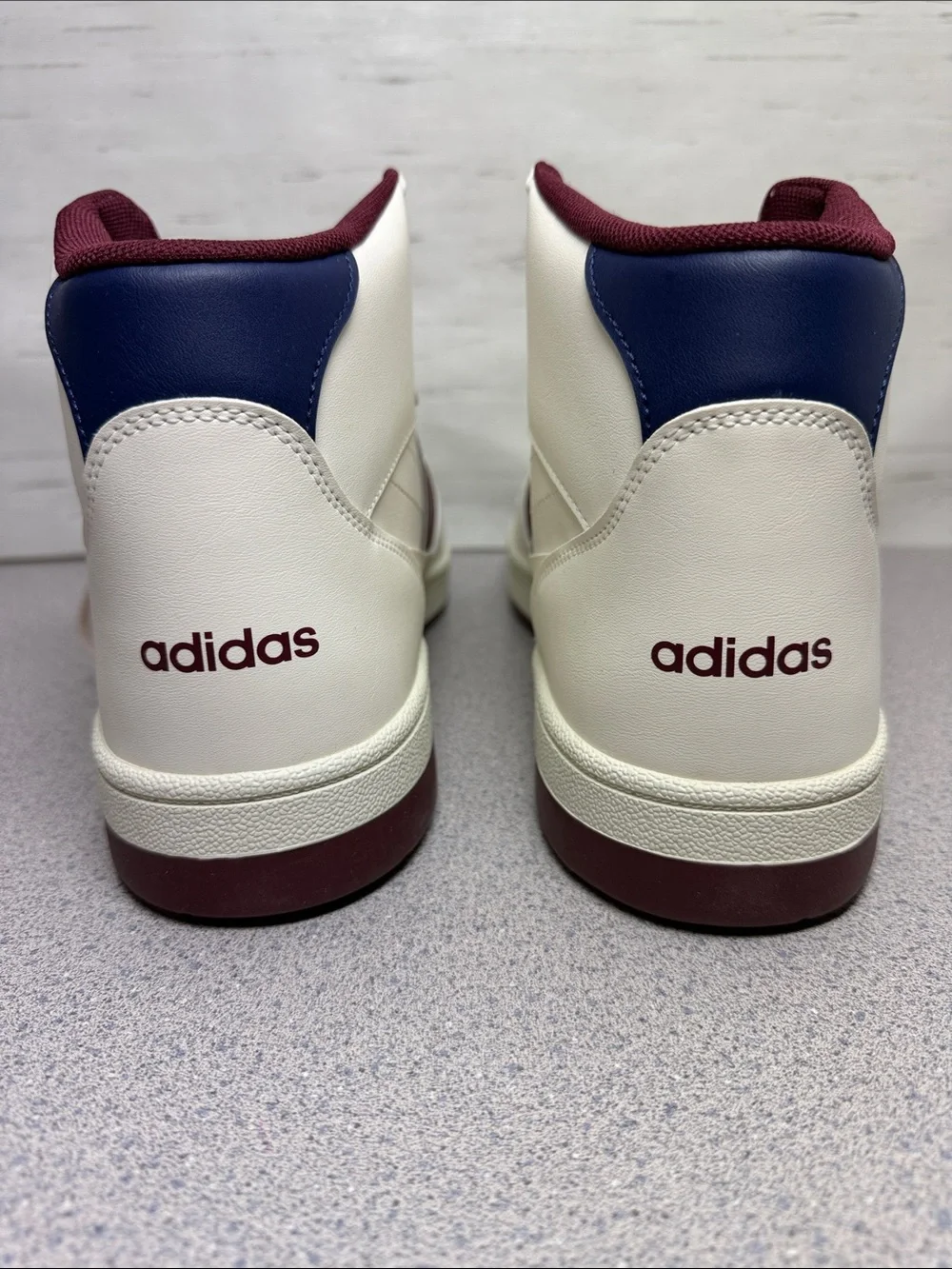 adidas High-Top Sneakers in White and Burgundy